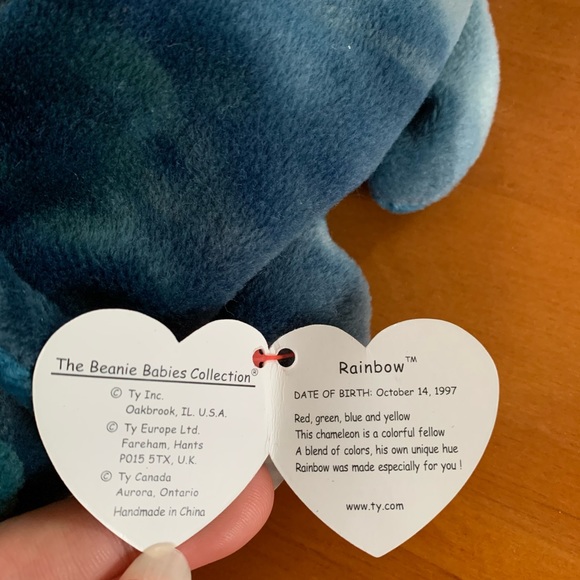 Vintage Rainbow chameleon Ty Beanie Baby stuffed animal - Picture 2 of 7